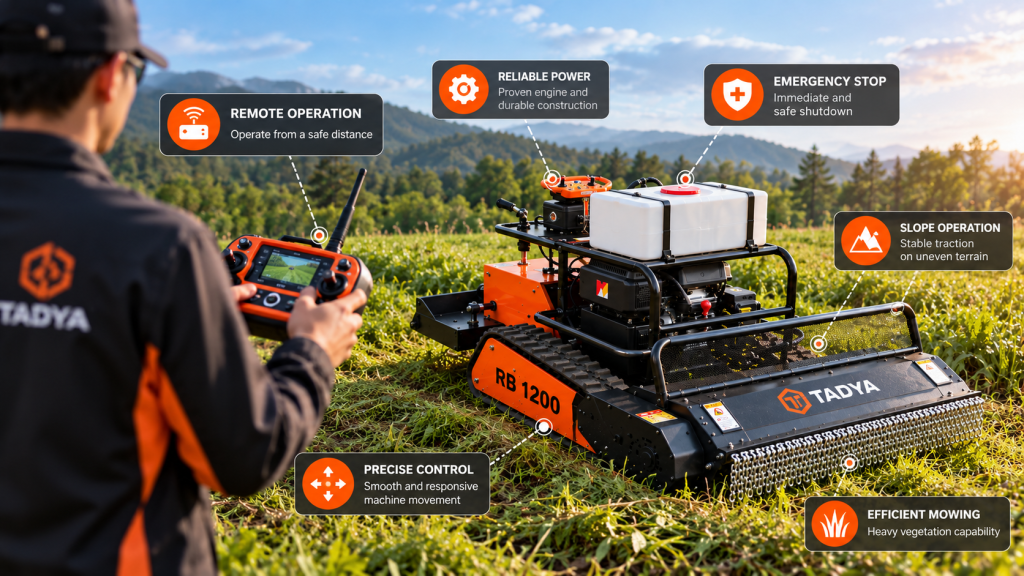 Remote Control remote controlled mower in action